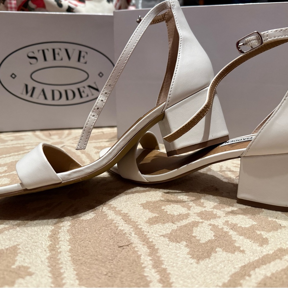 Steve Madden Cream Block Heel Sandals